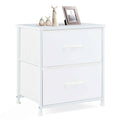 Nightstand with 2 Storage Drawers, Wooden Top Fabric Cabinet X13741