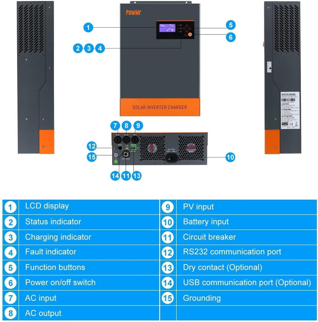 5500W Hybrid Pure Sine Wave Low Frequency Solar Inverter Q3246