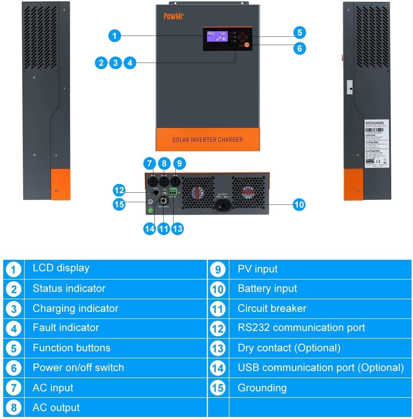 5500W Hybrid Pure Sine Wave Low Frequency Solar Inverter Q3246