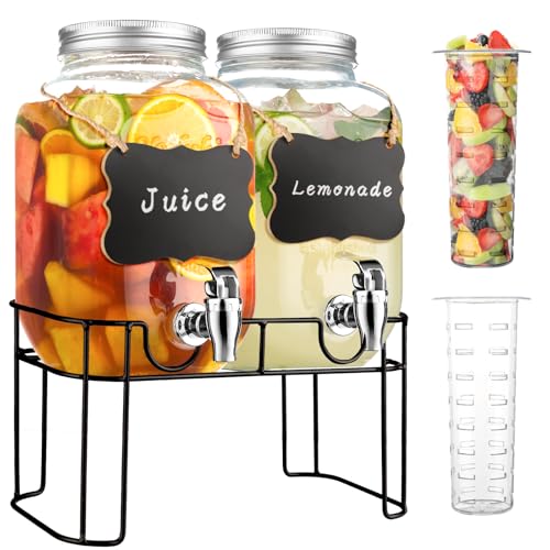 1 Gallon Glass Beverage Dispenser With Stand And Spigot N4868
