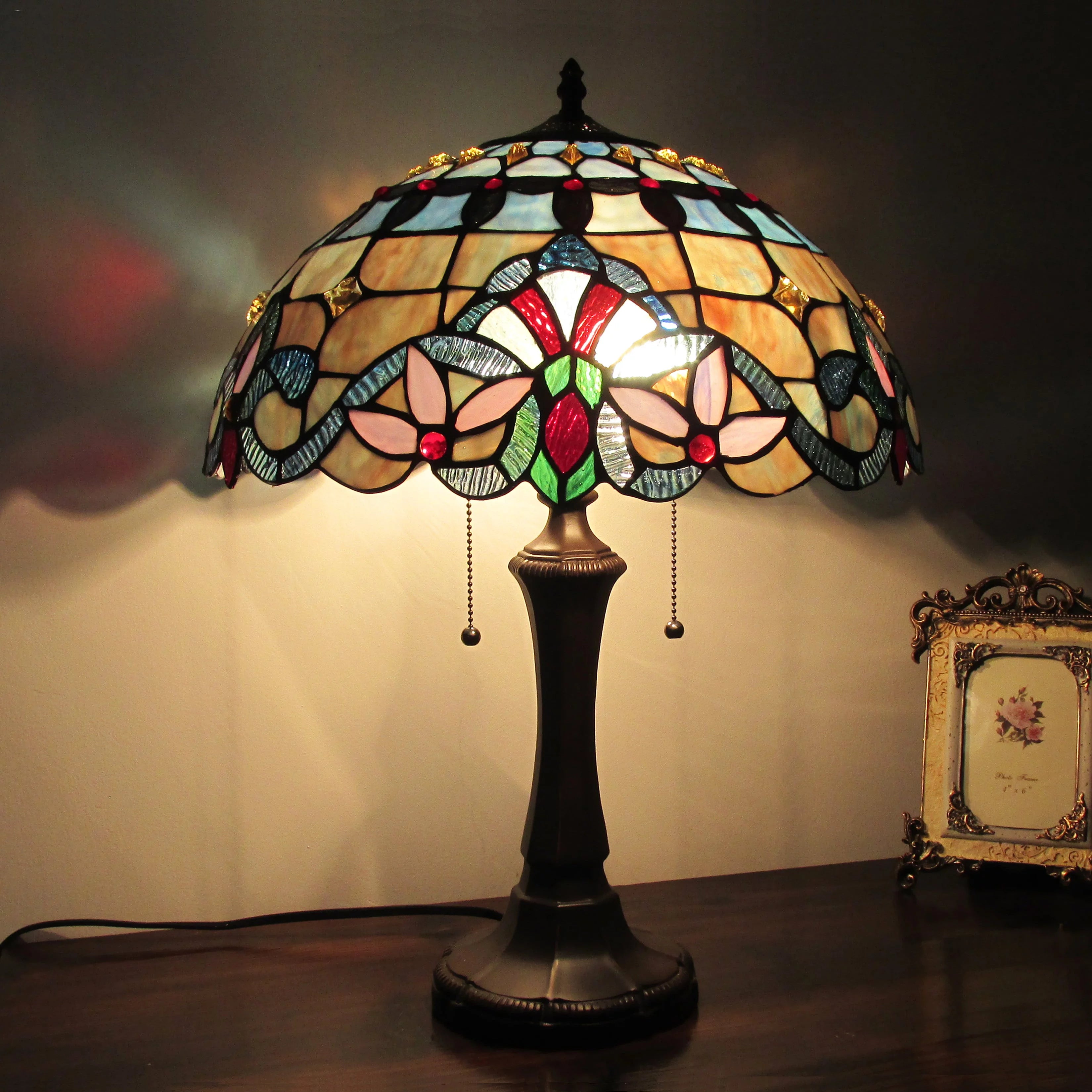 Tiffany-Style 2 Light Victorian Table Lamp 16" Shade R669547