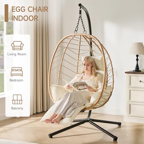 Hanging Egg Chair with Cushion and Stand U61780