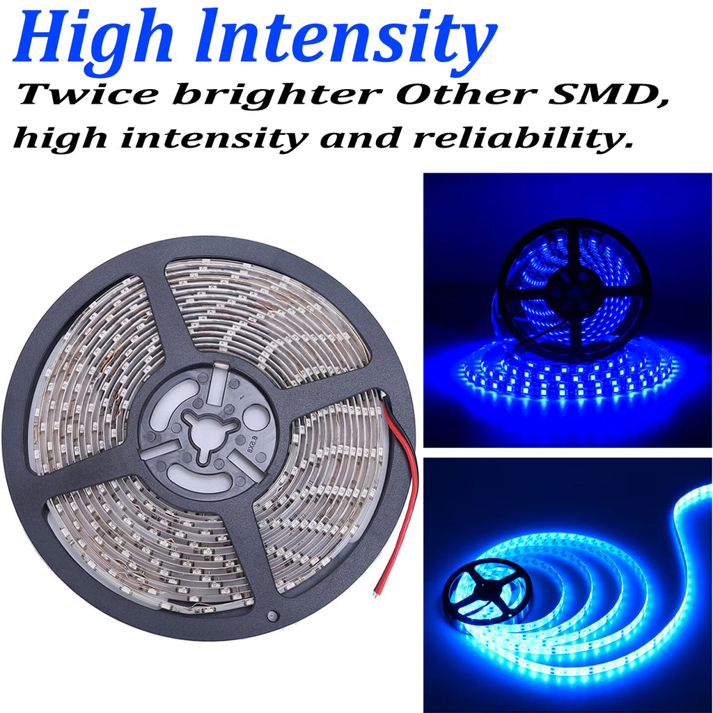 Blue 16.4ft LED Strip Lights with RF Remote 5050 6000K Q3663