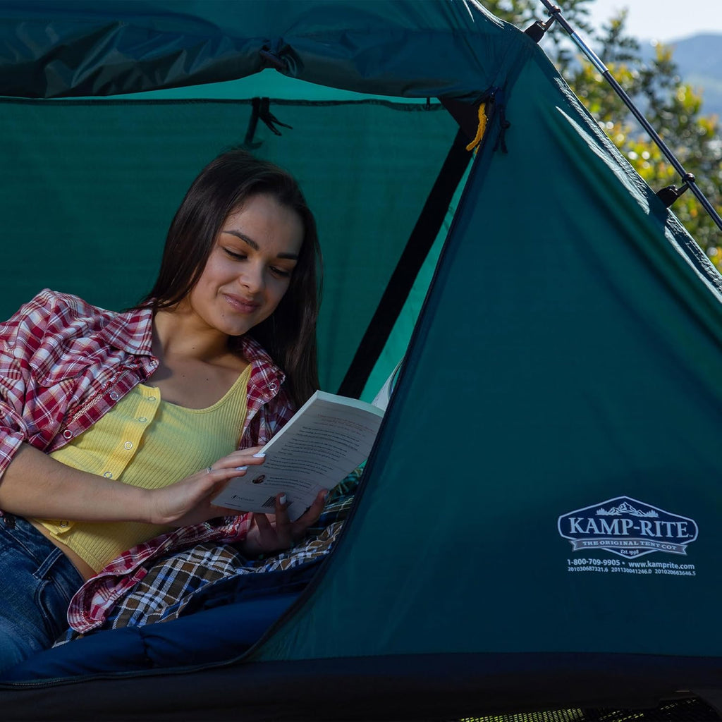 Green 2 Person Tent Cot with Rain Fly and Carry Bag K25145