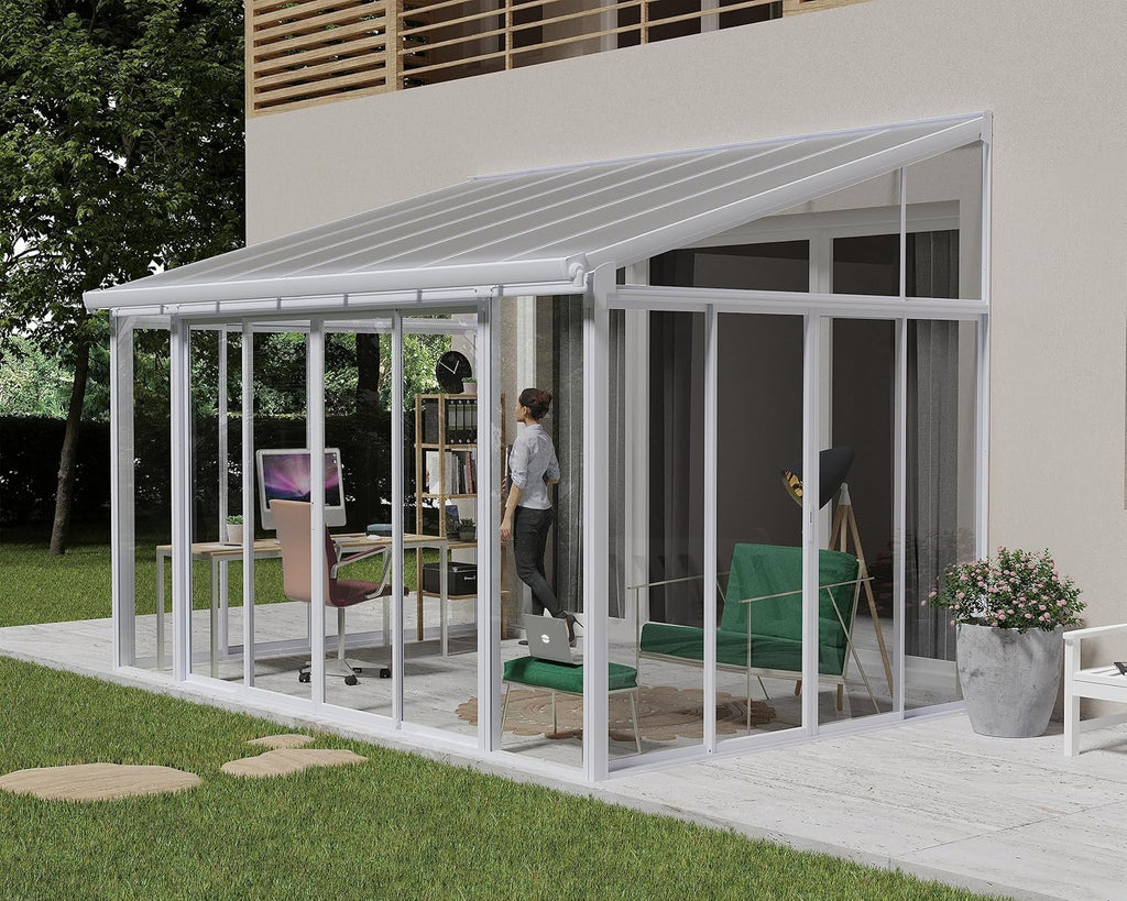 White 10x14 Enclosed Patio Cover Polycarbonate Shelter D79399
