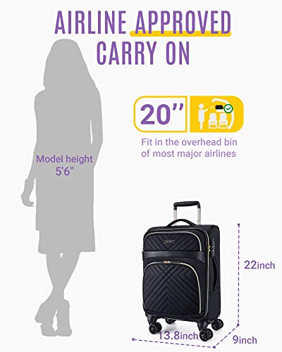 Black Softside Carry On Luggage 20 Inch with Spinner Wheels Z757090