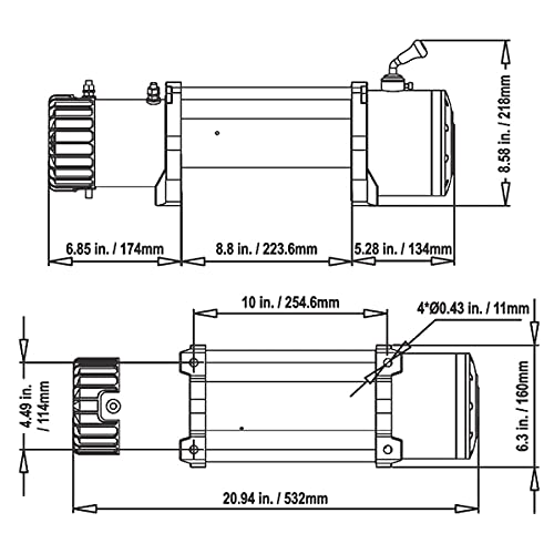 13500lb Waterproof Electric Synthetic Rope Winch with Hawse Fairlead K362484