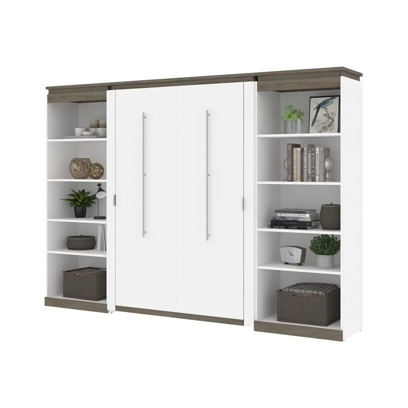 White Full Murphy Bed with 2 Bookcases W43316