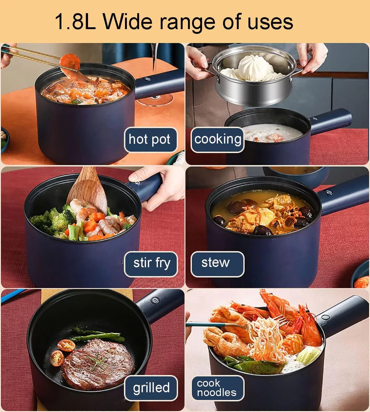 1.8L Non-Stick Electric Hot Pot N412
