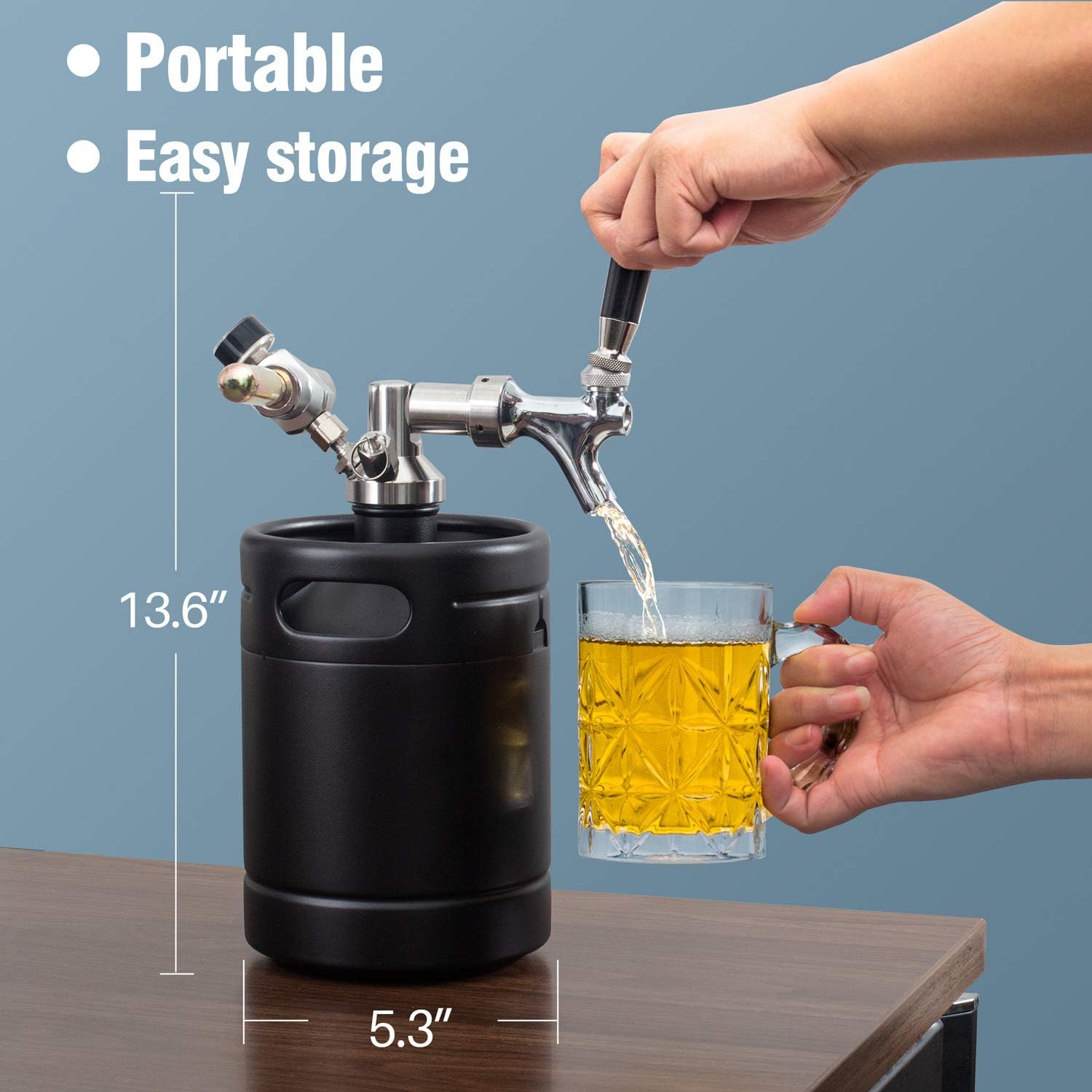 64oz Stainless Steel Pressurized Mini Keg with Cooler Jacket H70907