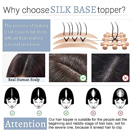 Dark Blonde 18 Inch Real Human Hair Silk Base Clip In Topper Hairpieces U169854