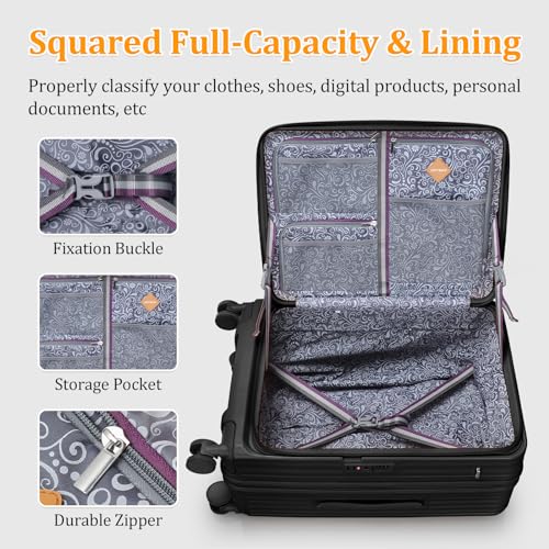 Orange 4 Piece PC Hardside Expandable Luggage Set with Spinner Wheels and TSA Lock O8699