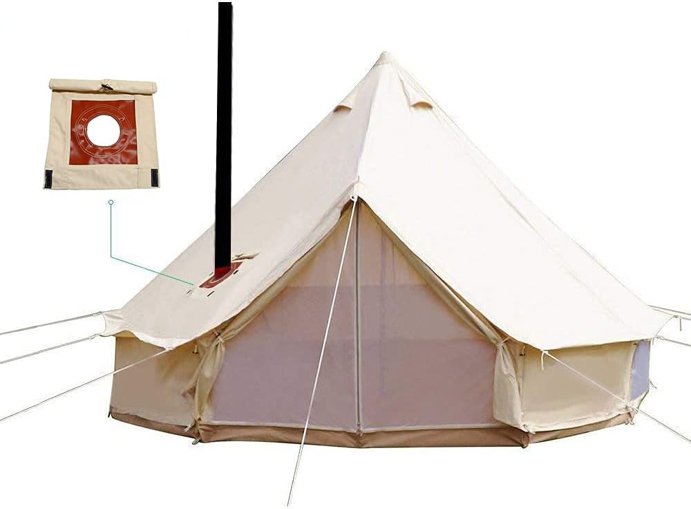 4 Season Cotton Canvas Bell Tent with Stove Hole and Electric Cable Hole O5085