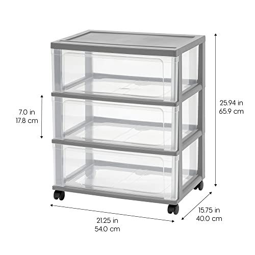 Gray 3-Drawer Plastic Rolling Cart with Wheels A1976