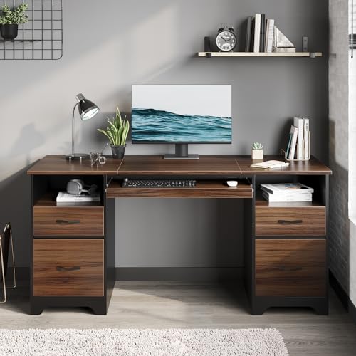 59" Computer Desk with 4 Drawers and File Drawer N74399