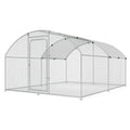 Large Metal Chicken Coop Walk-in Poultry Cage Chicken Run Pen Dog Kennel with Waterproof and Anti-Ultraviolet Cover (9.8' L x 19.7' W x 6.4' H) M711