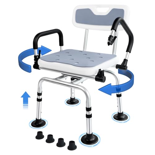 Black Heavy Duty Swivel Shower Chair with Arms Back R94134