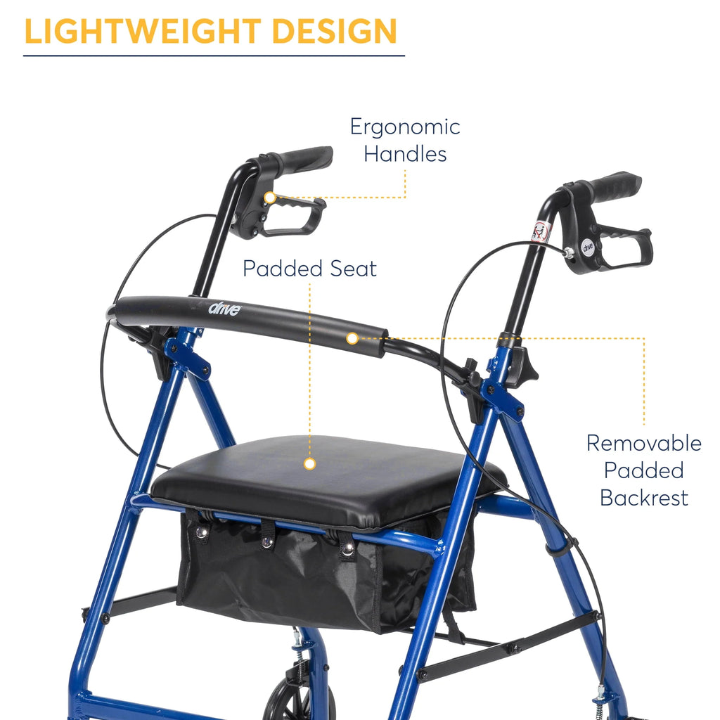 Blue 6 Wheel Rollator Walker with Padded Seat Y9713