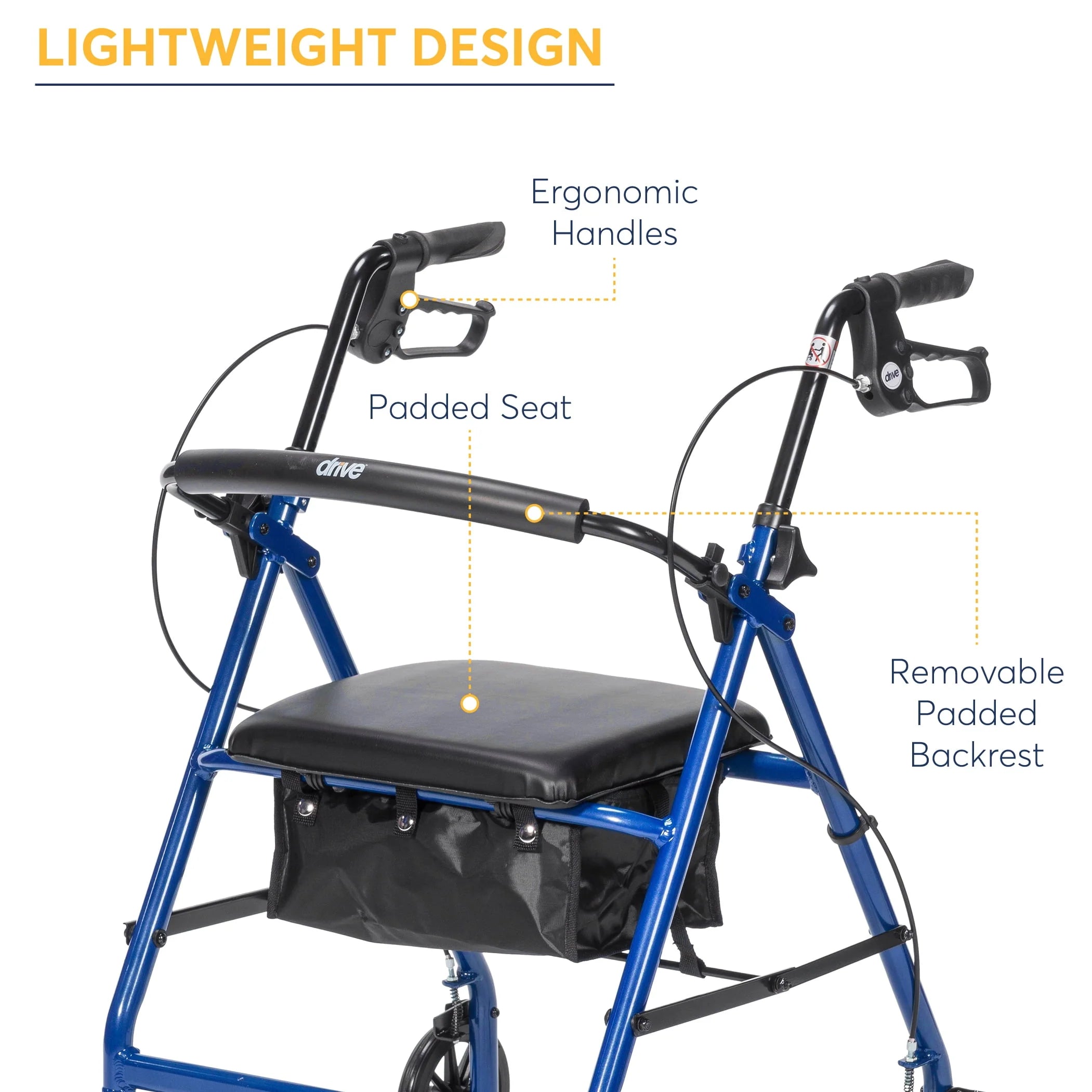 Blue 6 Wheel Rollator Walker with Padded Seat Y9713