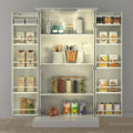 Grey 50" LED Kitchen Pantry Cabinet with Doors and Adjustable Shelves Q79979