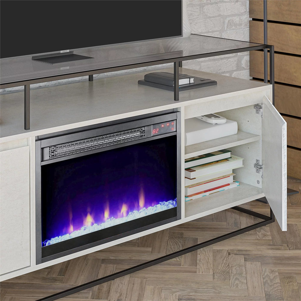 Plaster TV Stand with Electric Fireplace S8933
