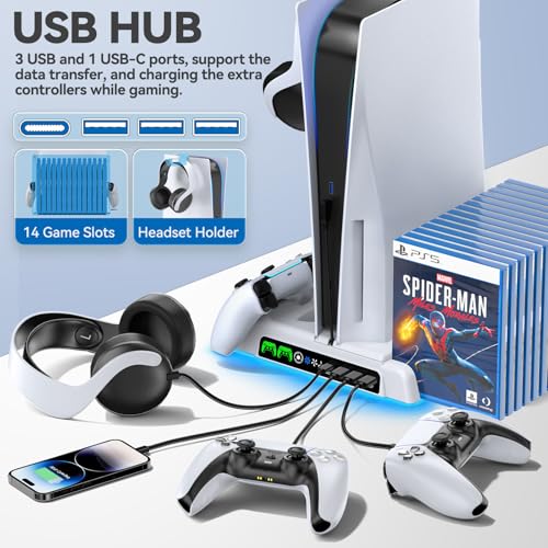 PS5 Stand and Cooling Station with LED Controller Charging Station C56847