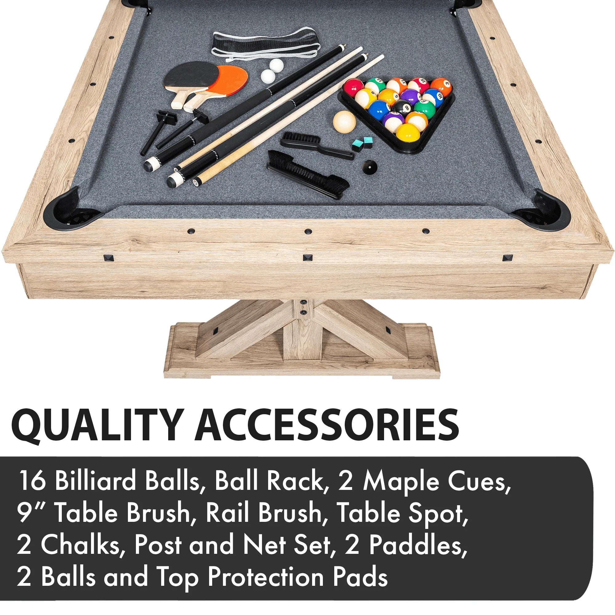7-ft 3 in 1 Multi Game Pool Table with Dining and Table Tennis Tables B994