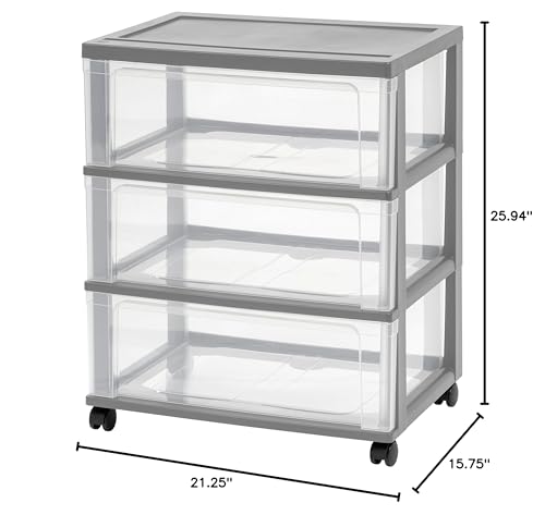 Gray 3-Drawer Plastic Rolling Cart with Wheels A1976