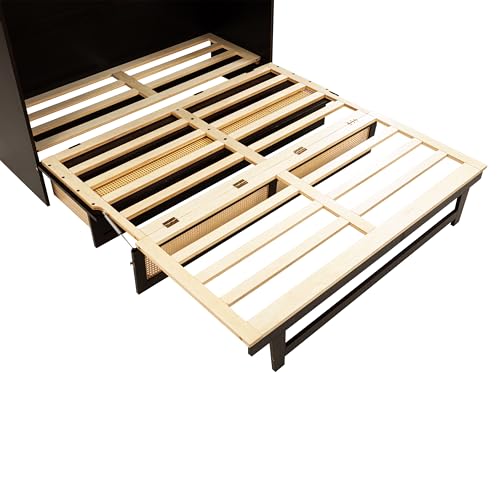 White Queen Murphy Bed with Desk and Shelves M1979