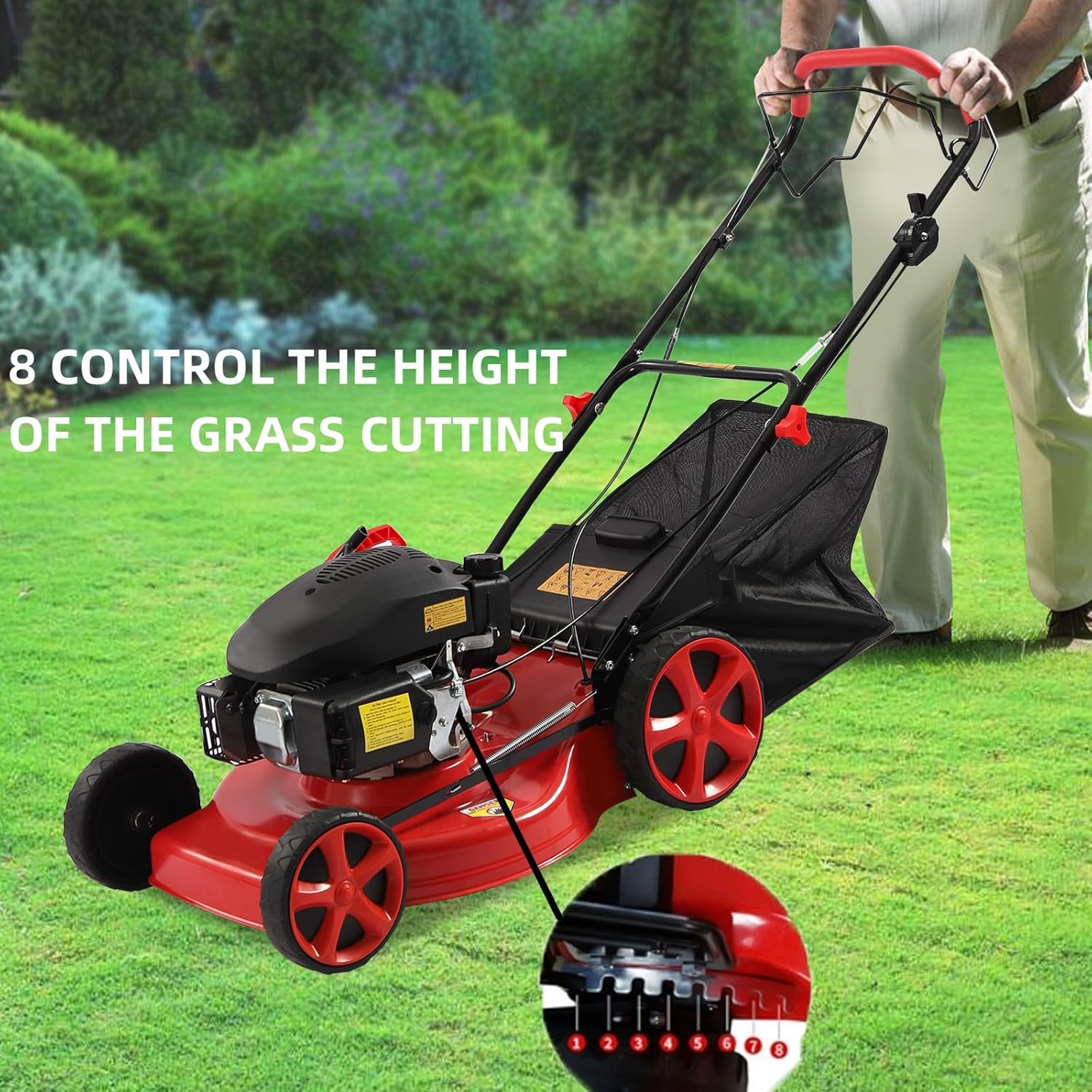 20-inch 173CC Self-Propelled Gas Push Lawn Mower with Bagger M1923