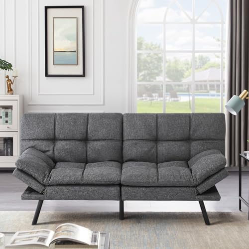 Brown Adjustable Memory Foam Futon Sofa Bed J82941