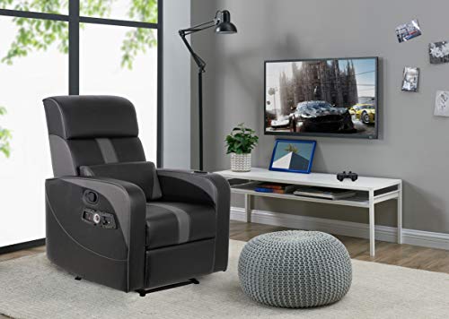 Black Recliner Gaming Chair with Bluetooth Audio System and Footrest C95784