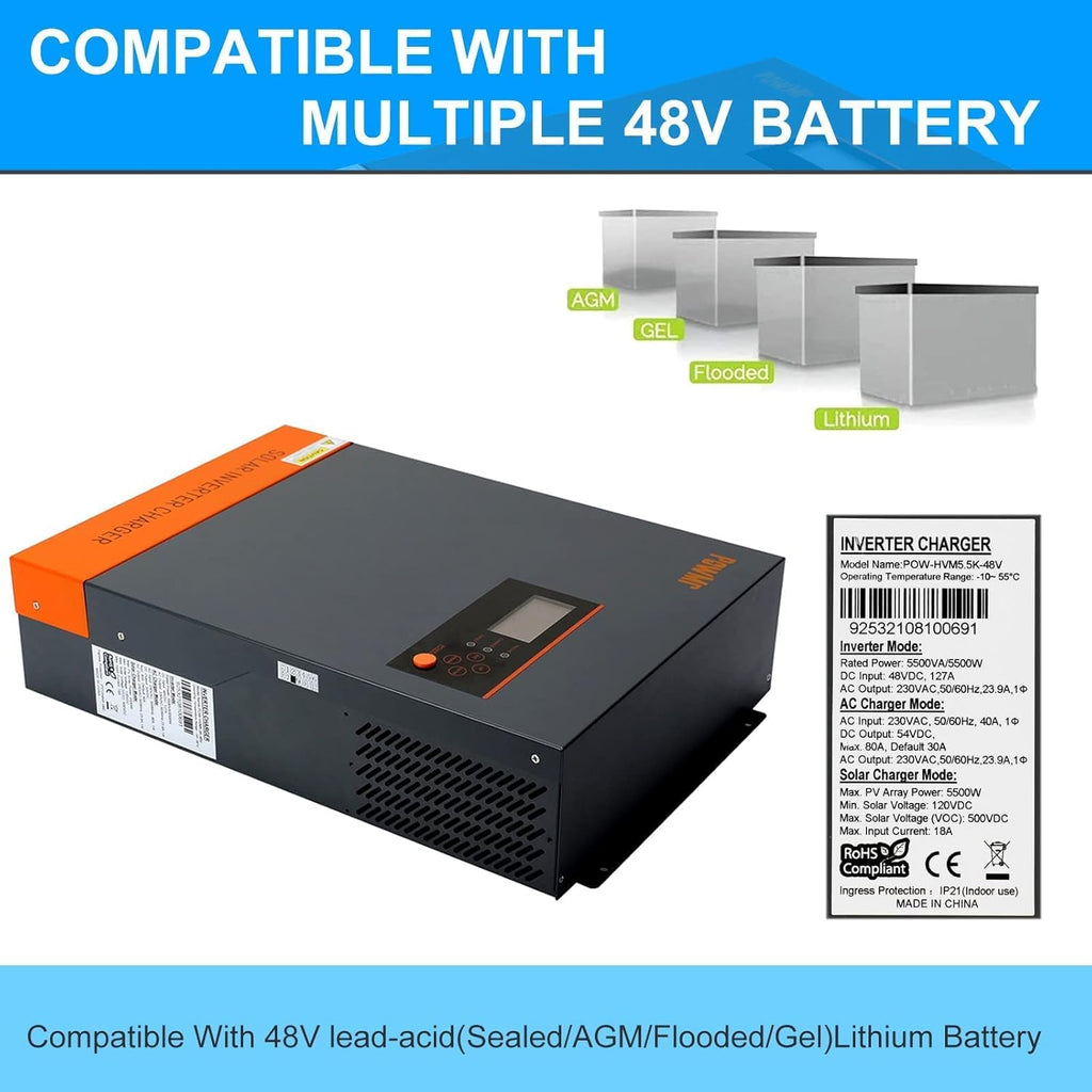 5500W Hybrid Pure Sine Wave Low Frequency Solar Inverter Q3246
