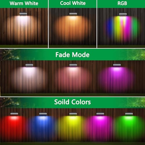 8 Pack Solar Wall Lights Outdoor 60 Lumen Waterproof Warm&Cool White RGB T178500