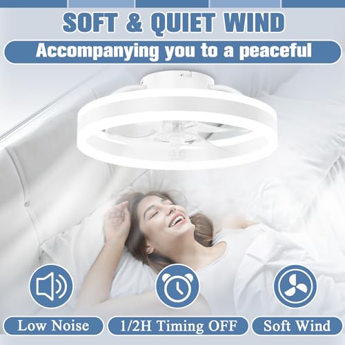 15.7in Low Profile Bladeless LED Ceiling Fan with Remote D8730