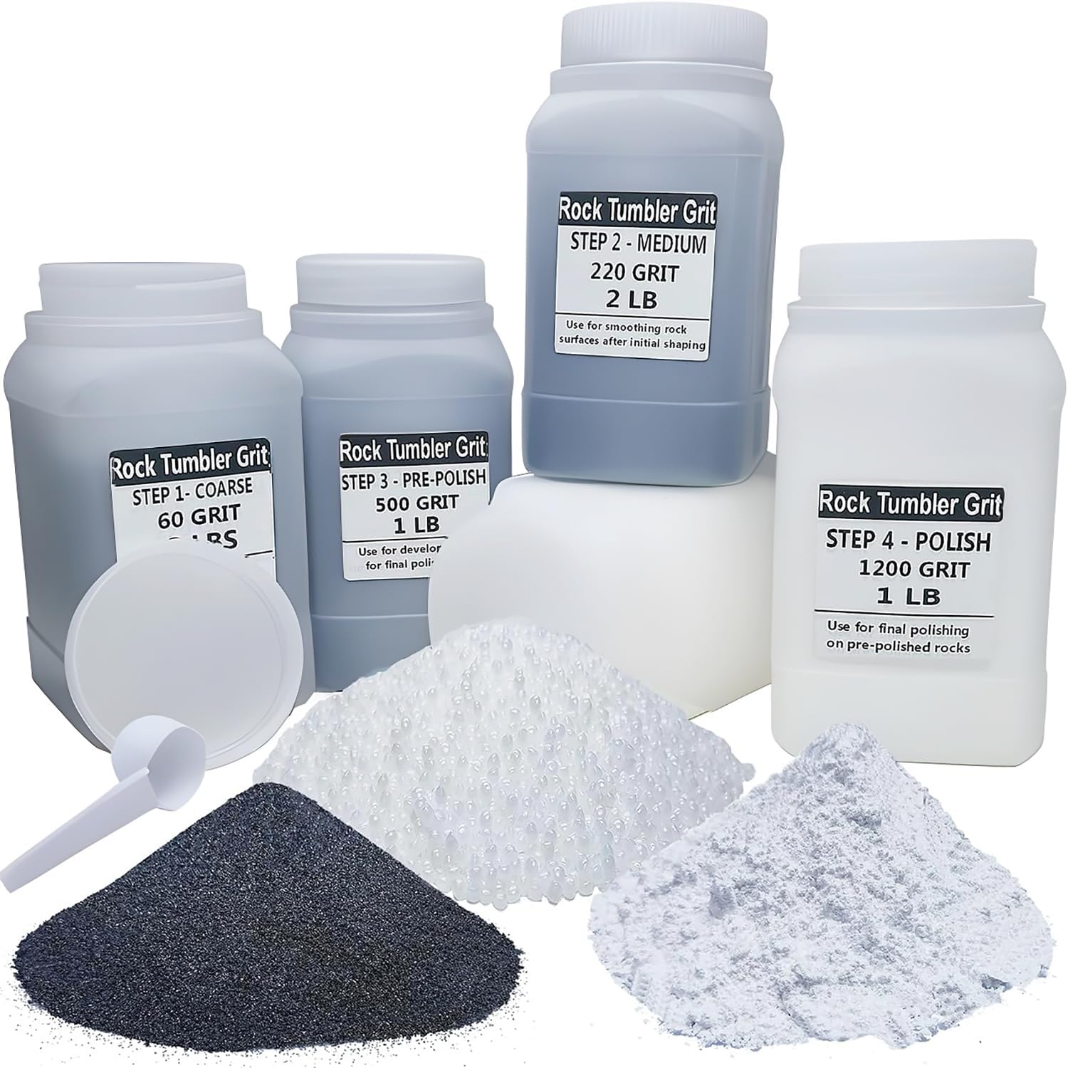 6 Lbs Rock Tumbler Grit Refill Kit with Poly Plastic Pellets B9564