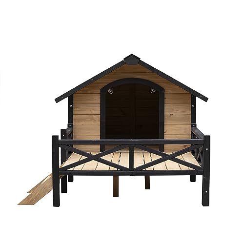 Large Wooden Dog Kennel with Porch C46625