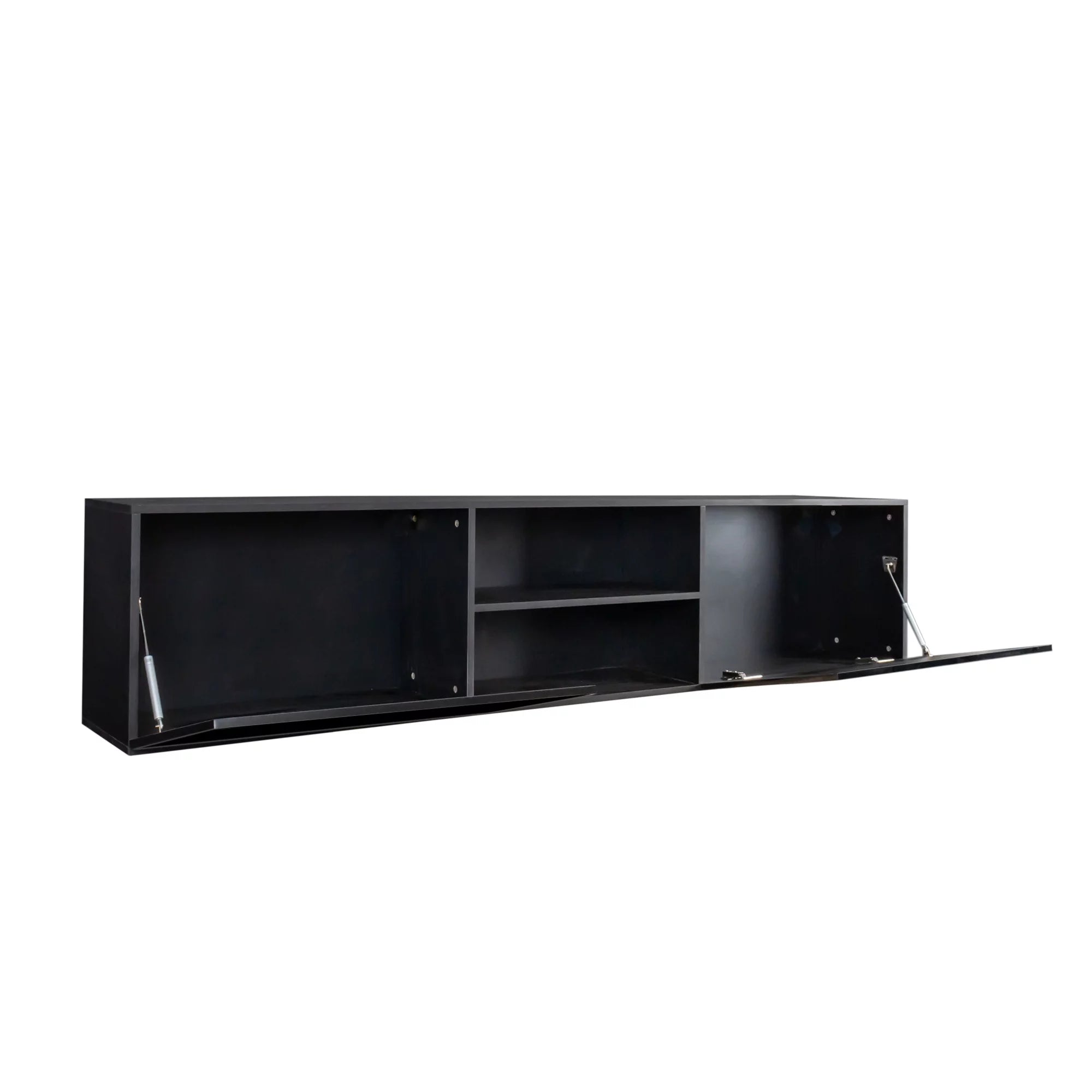 Floating TV Stand with Shelf and Clamshell Doors H1027