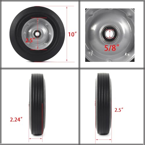 10-Inch Solid Rubber Tire Wheels Replacement 4.10/3.50-4" Flat Free Tire for Hand Truck (2-Pack) P717027