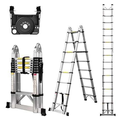 15.5 Ft Telescoping Aluminum Ladder with Non-Slip Feet Z208