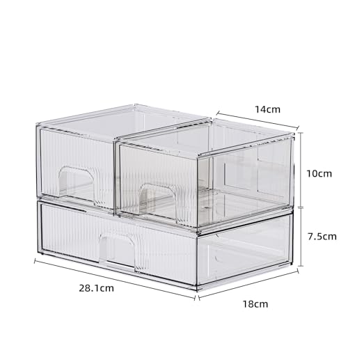 3 Pack Clear Acrylic Drawer Cosmetic Organizer Q212
