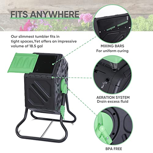37 Gallon Dual Chamber Composter Tumbler with Steel Frame C134