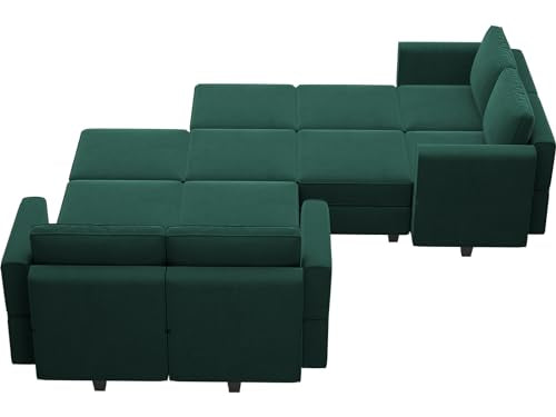 Oversized Velvet Blue Modular Sectional Sofa with Storage Ottomans G788