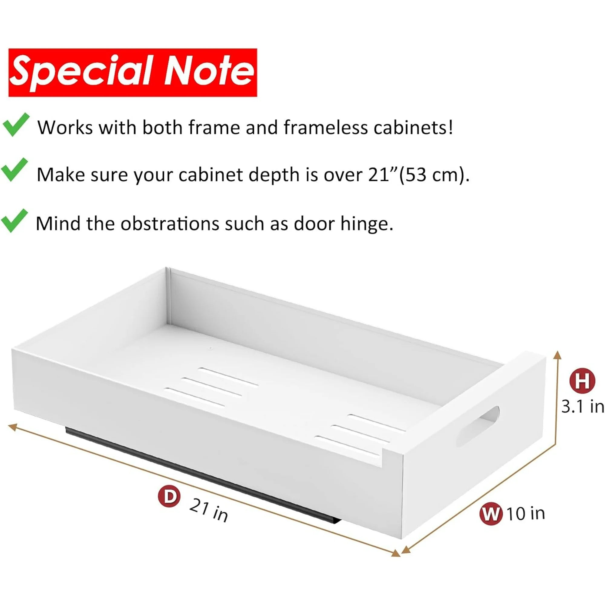 1 Pack 10-Inch Wide Carbon Steel Pull Out Cabinet Organizer D762177