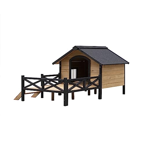 Large Wooden Dog Kennel with Porch C46625
