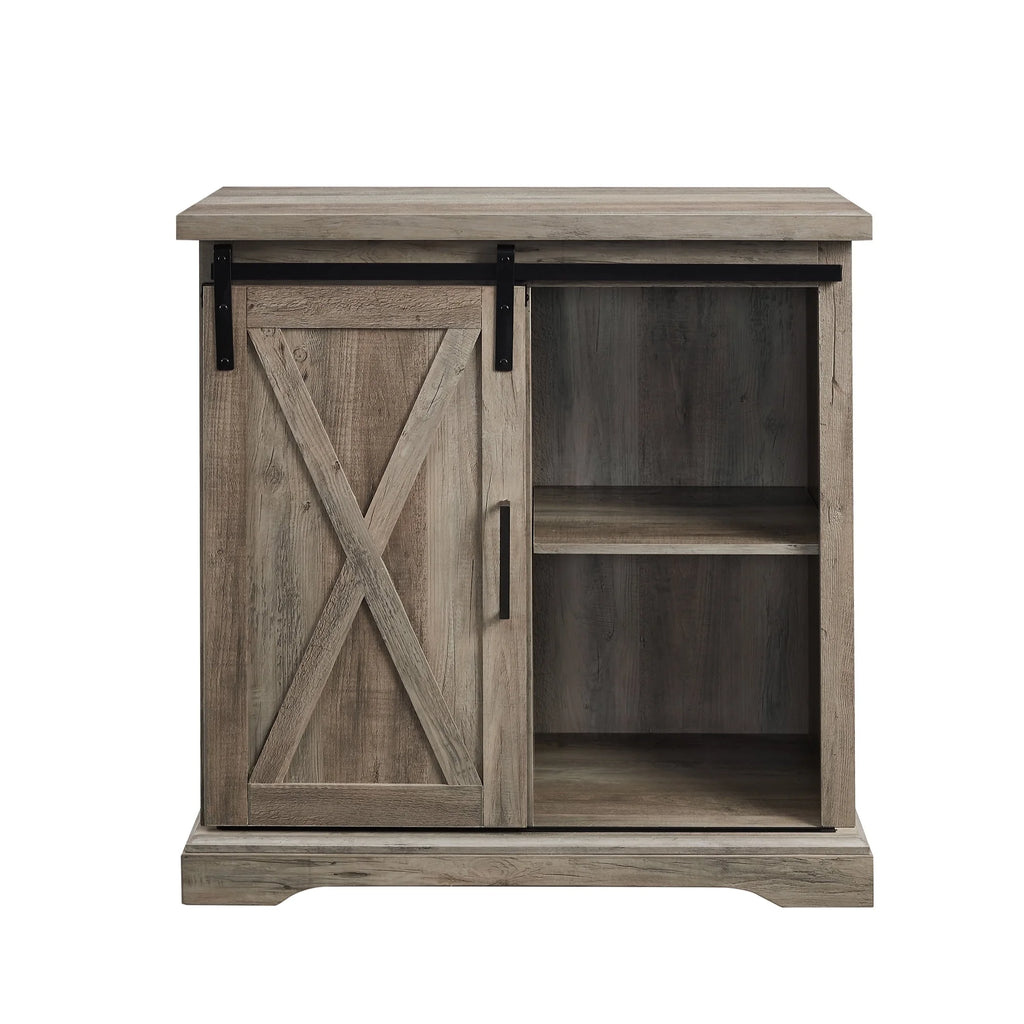Grey Wash Sliding Barn Door Accent Cabinet D407556