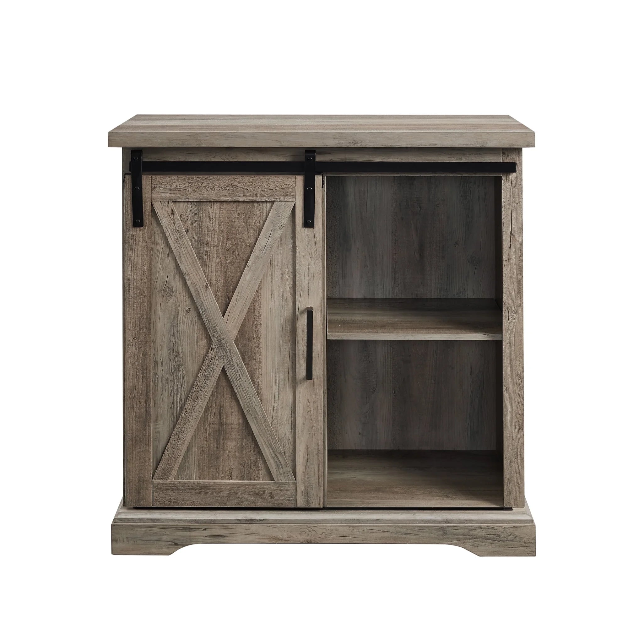 Grey Wash Sliding Barn Door Accent Cabinet D407556