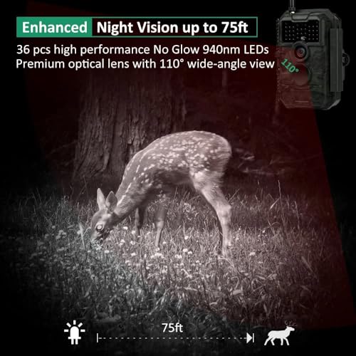 48MP 1296p Trail Camera with Night Vision Motion Activated P9860