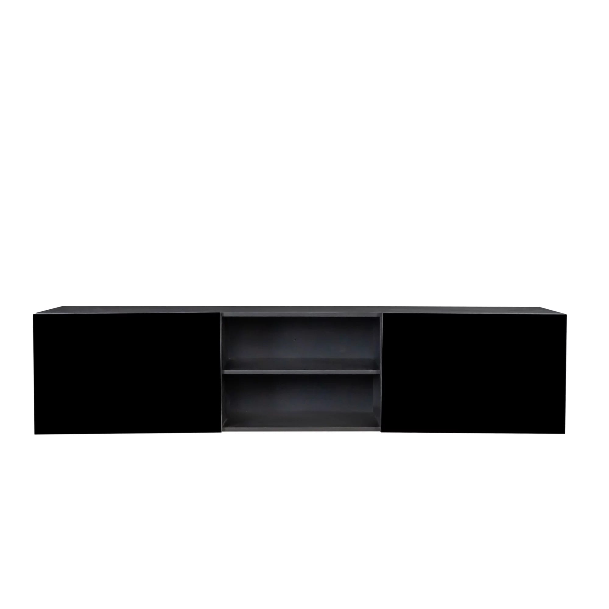 Floating TV Stand with Shelf and Clamshell Doors H1027