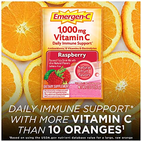 30 Count Raspberry Flavor Dietary Supplement Fizzy Drink Mix with 1000mg Vitamin C G92808